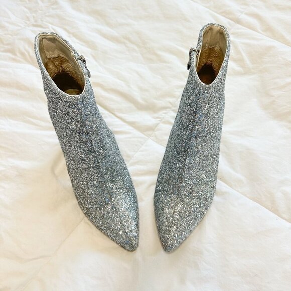 SHEIN Silver Glitter Ankle Booties Women’s Size 8 Block Heel Pointed Toe - Picture 4 of 6